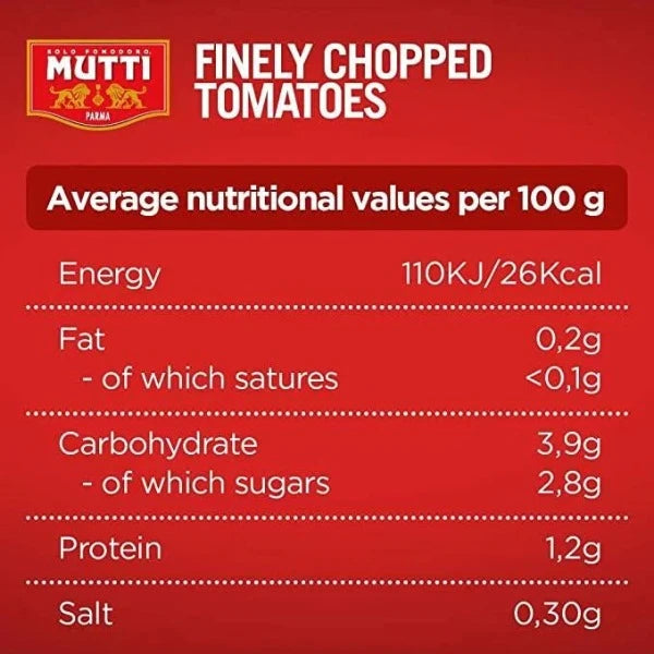 Mutti finely chopped tomatoes tin, 400 g