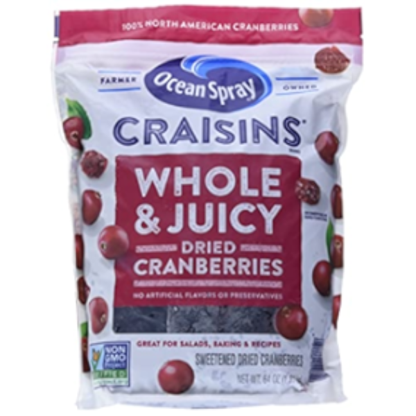 Ocean Spray, Craisins Whole Dried Cranberries GF, 64 oz (BB: 08-07-2024)
