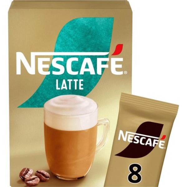 Nescafe Gold Latte Instant Coffee Low Sugar Sachets X8, 144 G 