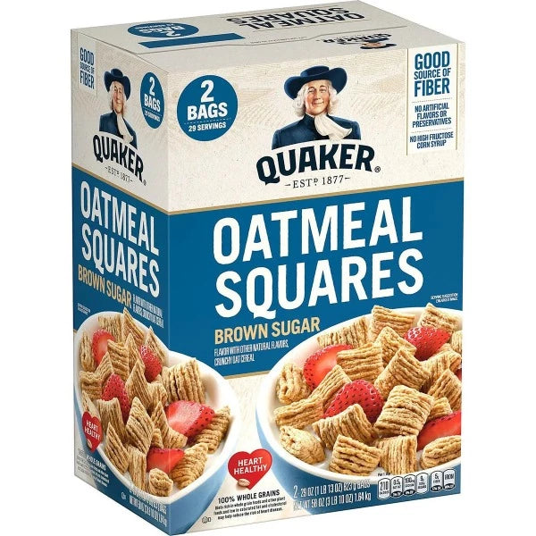 Quaker Oatmeal Squares Crunchy Cereal, 58 oz (BB: 10-05-2024)