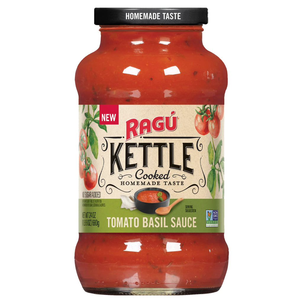 Ragu Kettle Cooked Tomato Basil Pasta Sauce, 24 oz