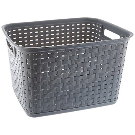 Sterilite Tall Weave Basket, Grey 38L x31W x24H cm