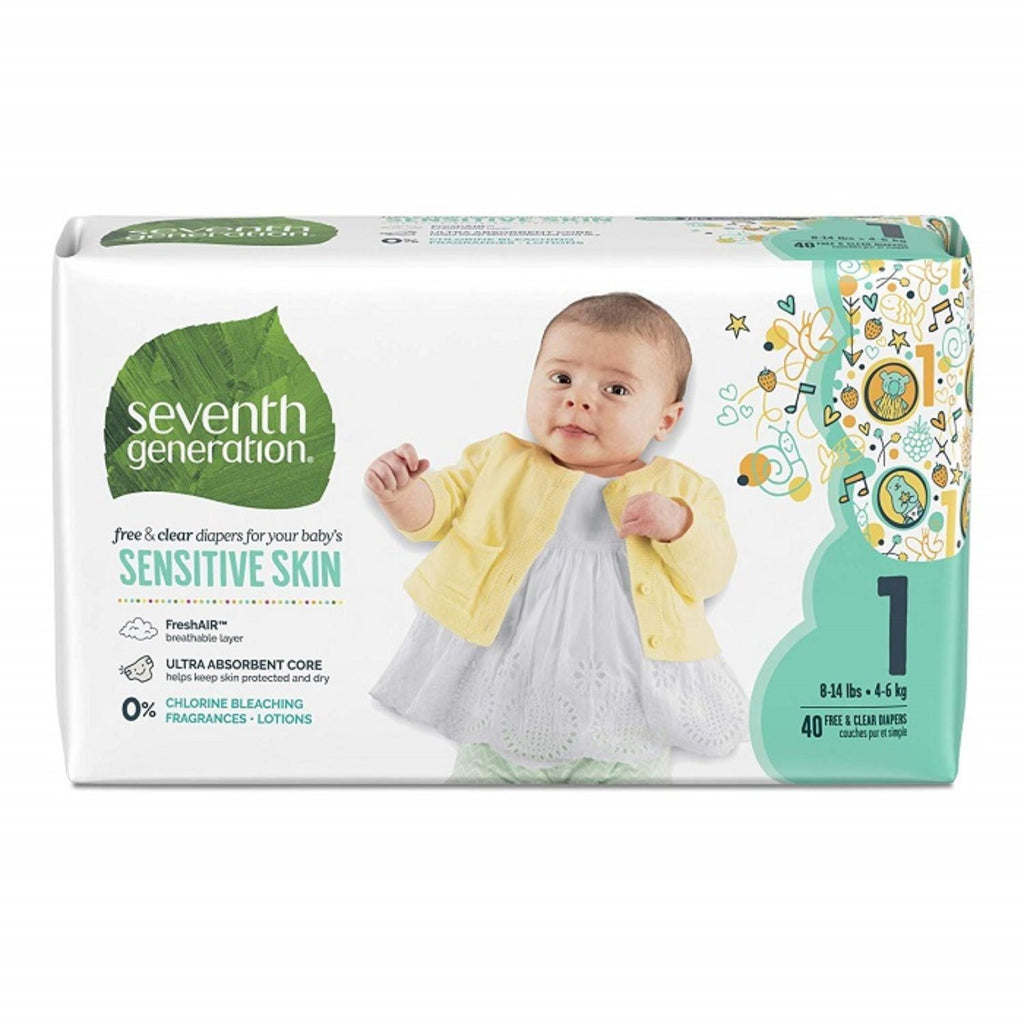 Seventh Generation, Baby Diapers Jumbo size 1 - 40ct
