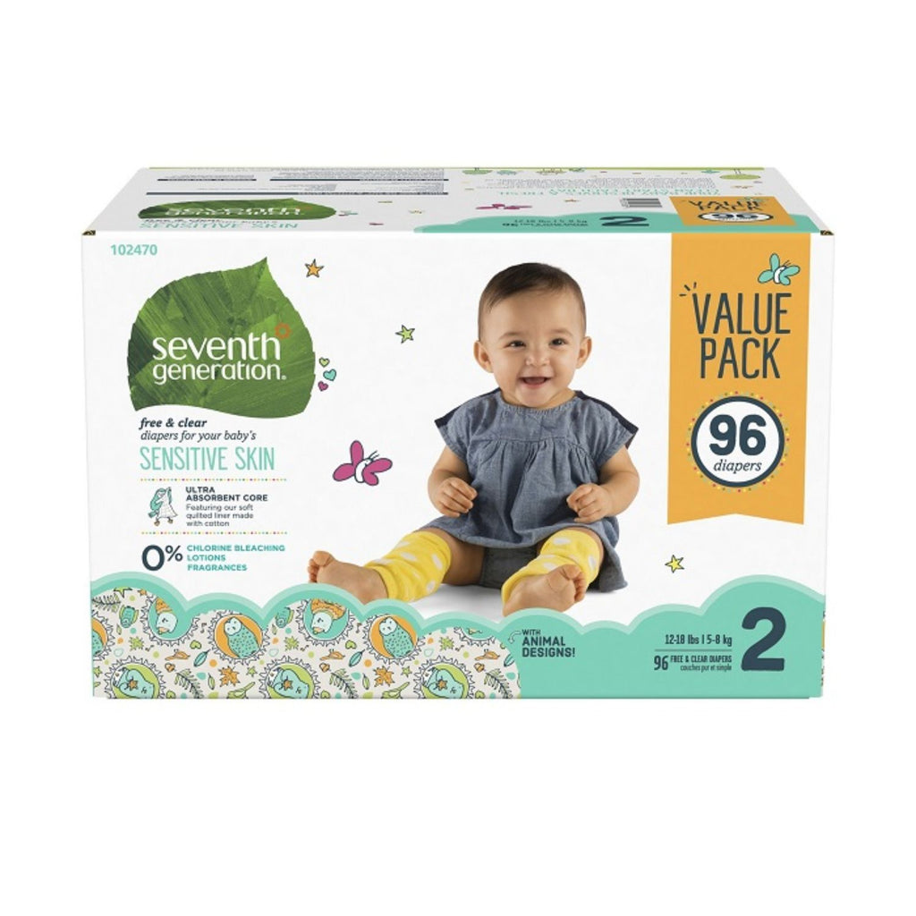 Seventh Generation, Baby Diapers Mega Pack Size 2- 96ct