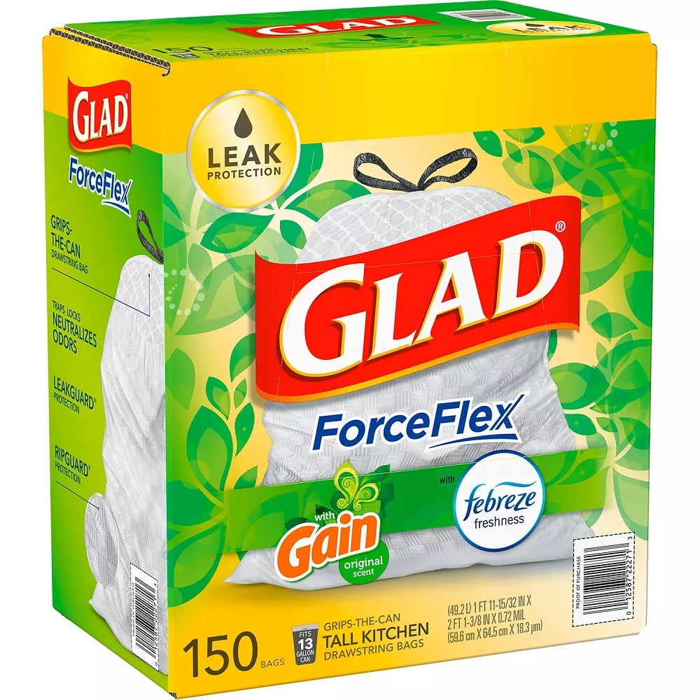 Glad Trash Bags Gain/Febreze Scent 13GAL, 150ct