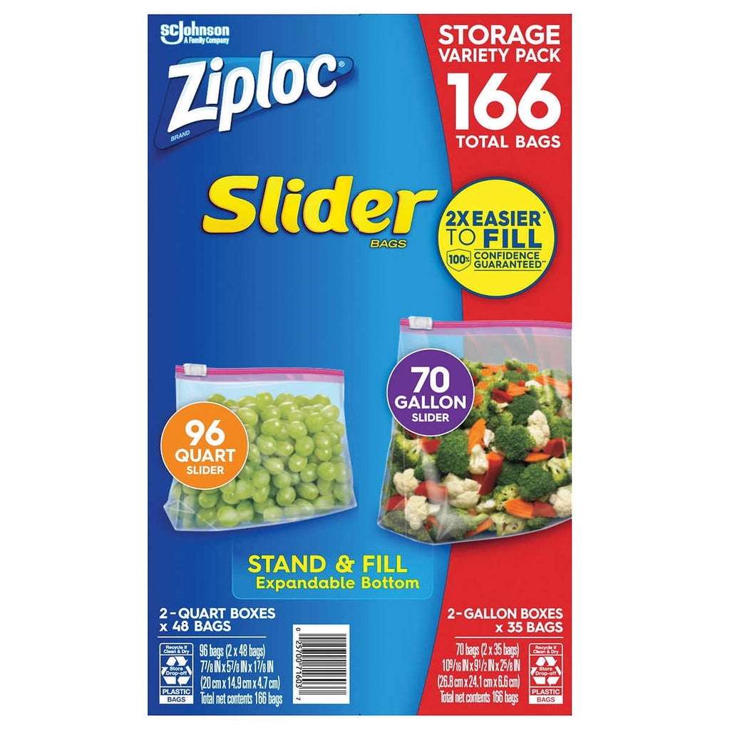 Ziploc Storage Slider Variety Pack, 166 ct