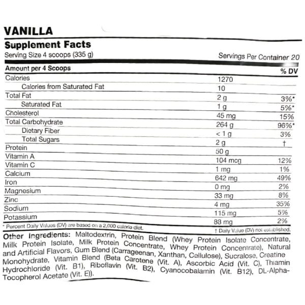 Inner Armour Hard Mass Gainer 15 LBS Vanilla