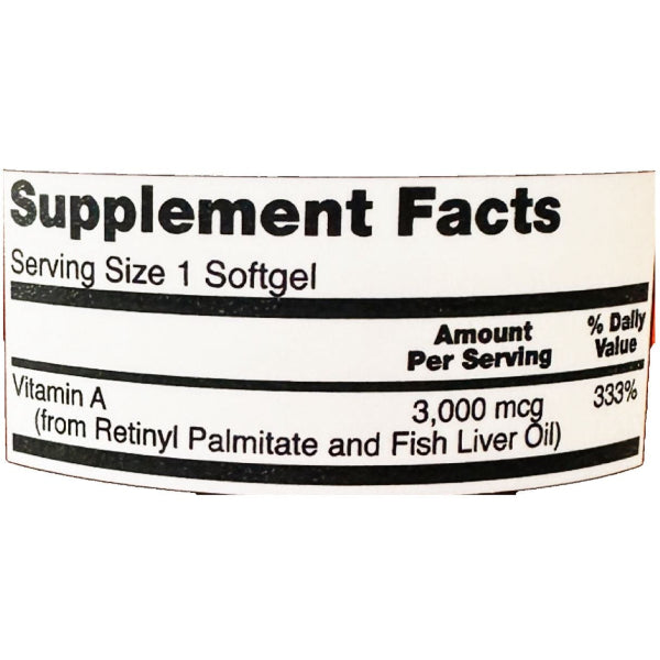 Now Foods Vitamin A 3000 MCG, 10000 IU, 100 Softgels