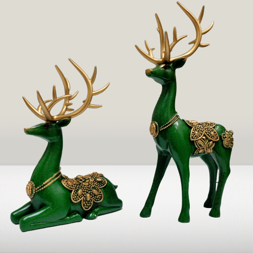A.W. Emerald Green Deer Set of 2Pcs 18cm & 28cm