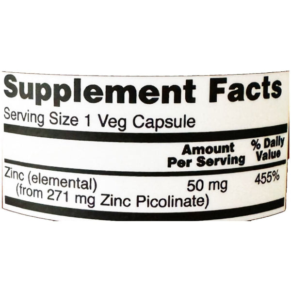 NOW Foods Zinc Picolinate 50 mg, 30 Veg Capsules