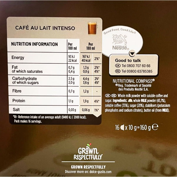 Nescafe Dolce Gusto Cafe Au Lait Intenso, 160 g