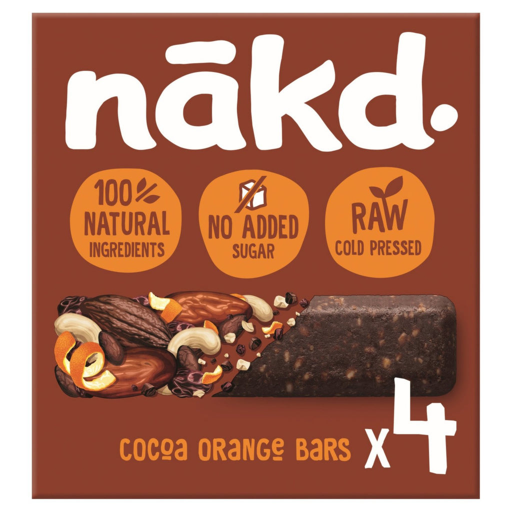 Nakd Cocoa Orange Raw Fruit & Nut Bar, 4x35g