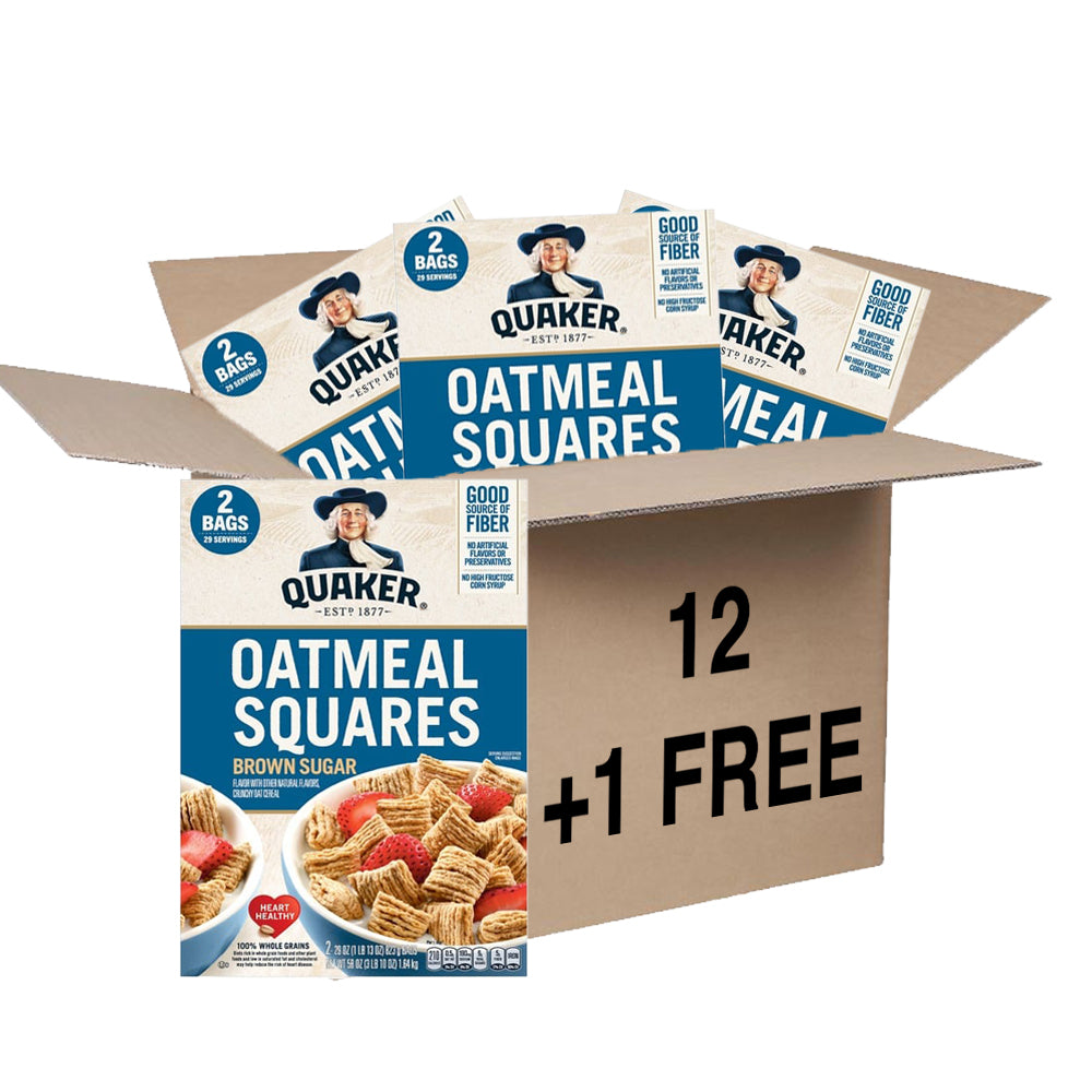 Quaker Oatmeal Squares Crunchy Cereal, 58 ozx12