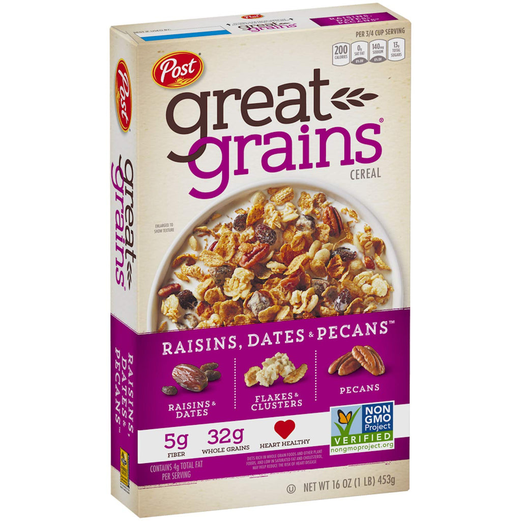 Post Great Gains Raisin Date Pecan Cereal,16oz