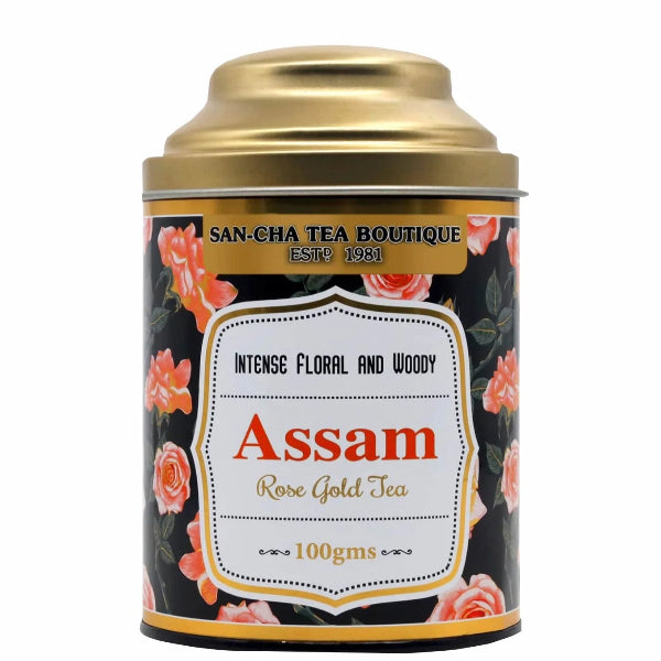Rich and smooth loose-leaf Assam tea with a golden hue, offering a luxurious, full-bodied flavor.