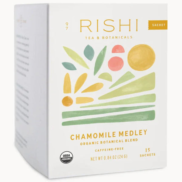 A calming herbal blend featuring chamomile flowers, perfect for relaxation and promoting restful sleep.