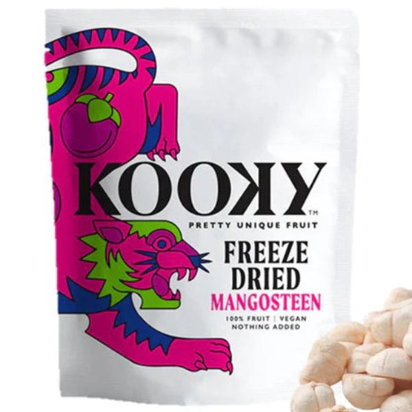 Kooky Freeze-Dried Crunchy Mangosteen, a crisp and naturally sweet snack full of tropical flavor.