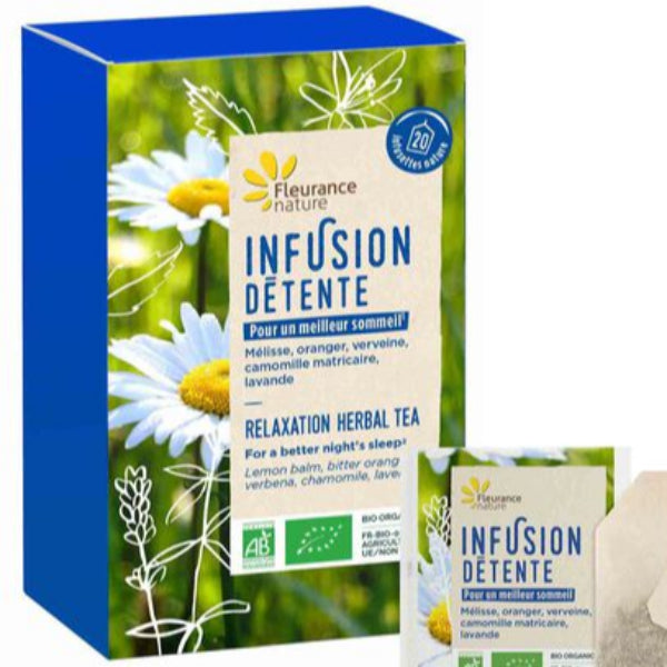 Blends lemon balm, lavender, and chamomile to help ease tension and promote a sense of calm.