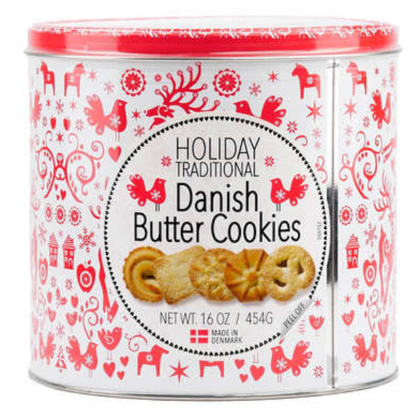 Classic Danish butter cookies in a Jacobsen’s tin, perfect for sharing or gifting.