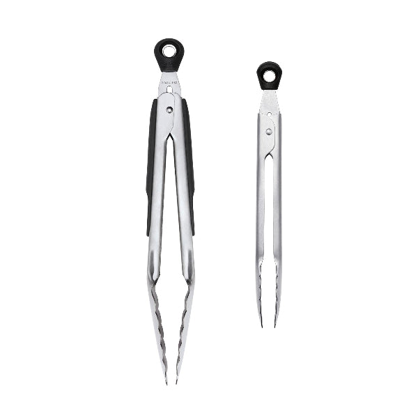 OXO 2-Piece Tong Set, Silver – Versatile, sturdy tongs ideal for cooking, grilling, and serving.
