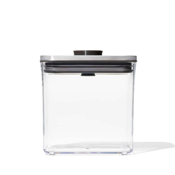 Short rectangular OXO POP container with an airtight seal for compact, tidy storage