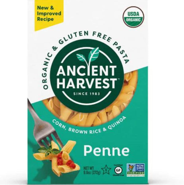 Gluten-free, protein-packed penne made from organic ancient grains, ideal for pasta salads, baked dishes, and hearty meals.