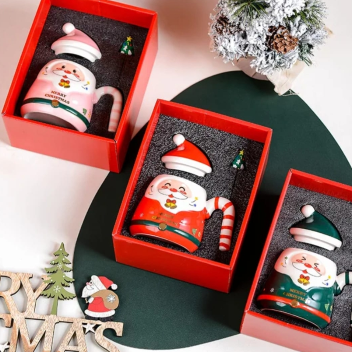 A.W. Christmas Mug in a Gift Box +Lid +Spoon (select a color)