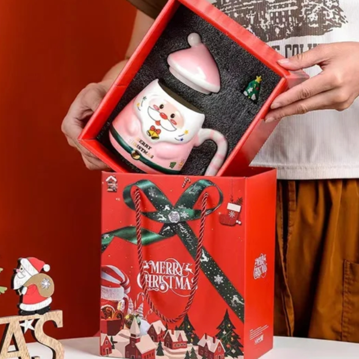 A.W. Christmas Mug in a Gift Box +Lid +Spoon (select a color)