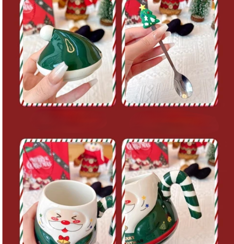 A.W. Christmas Mug in a Gift Box +Lid +Spoon (select a color)