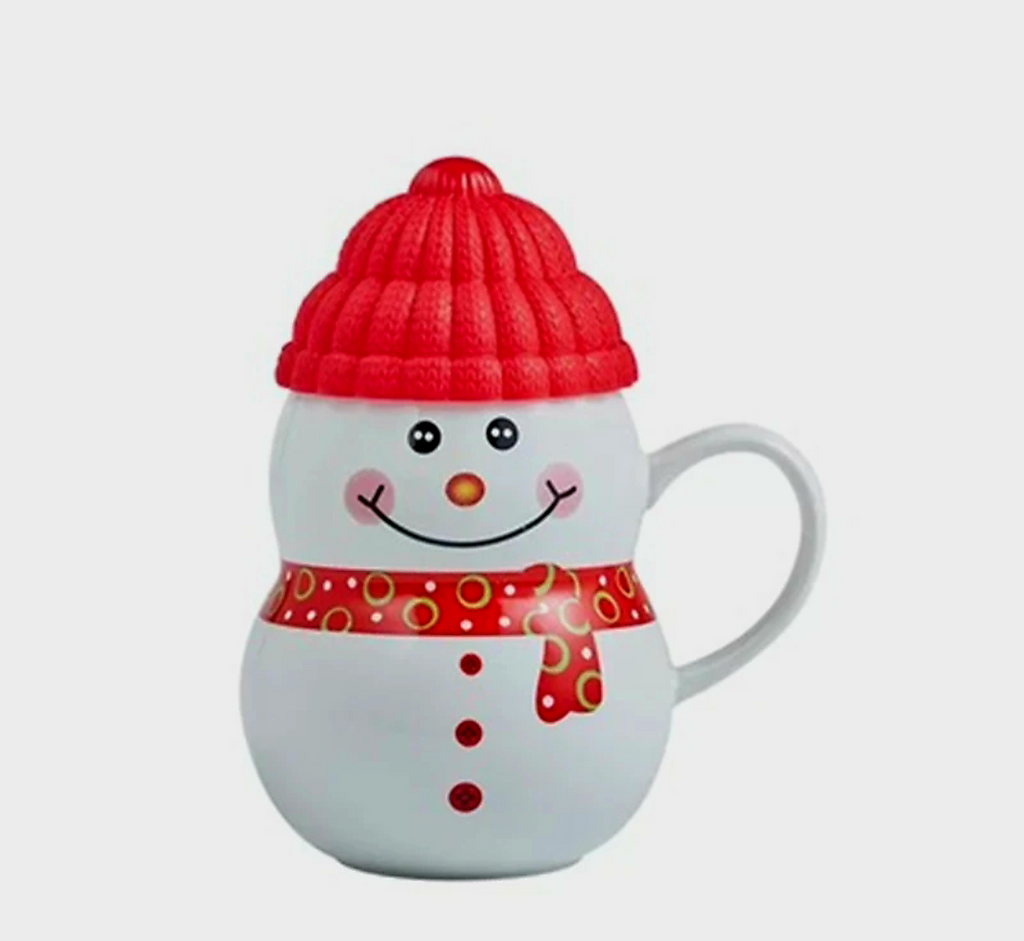 A.W. Christmas Snowman Mug + Lid (Choose a color)