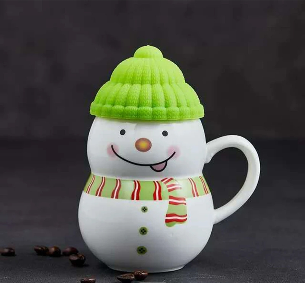 A.W. Christmas Snowman Mug + Lid (Choose a color)