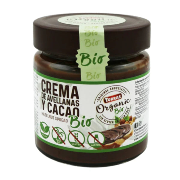 A rich, velvety spread made with organic hazelnut paste, cocoa powder, and extra virgin olive oil with organic brown sugar