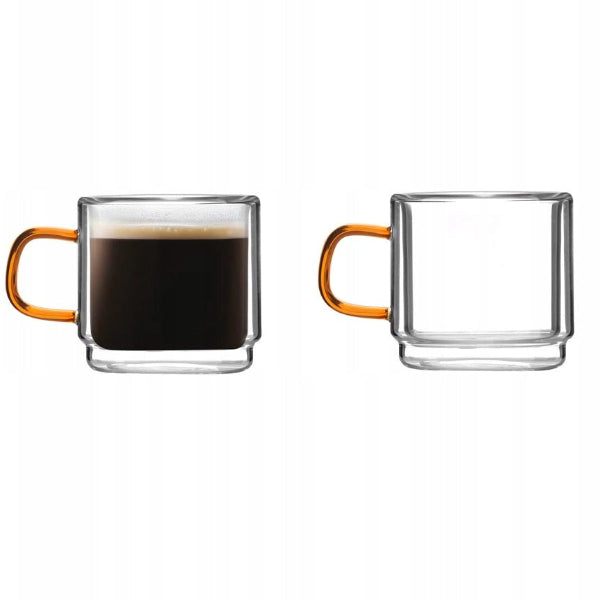 Vialli Amber double-walled espresso glasses, 2-pack, 80 ml, elegant and insulated.