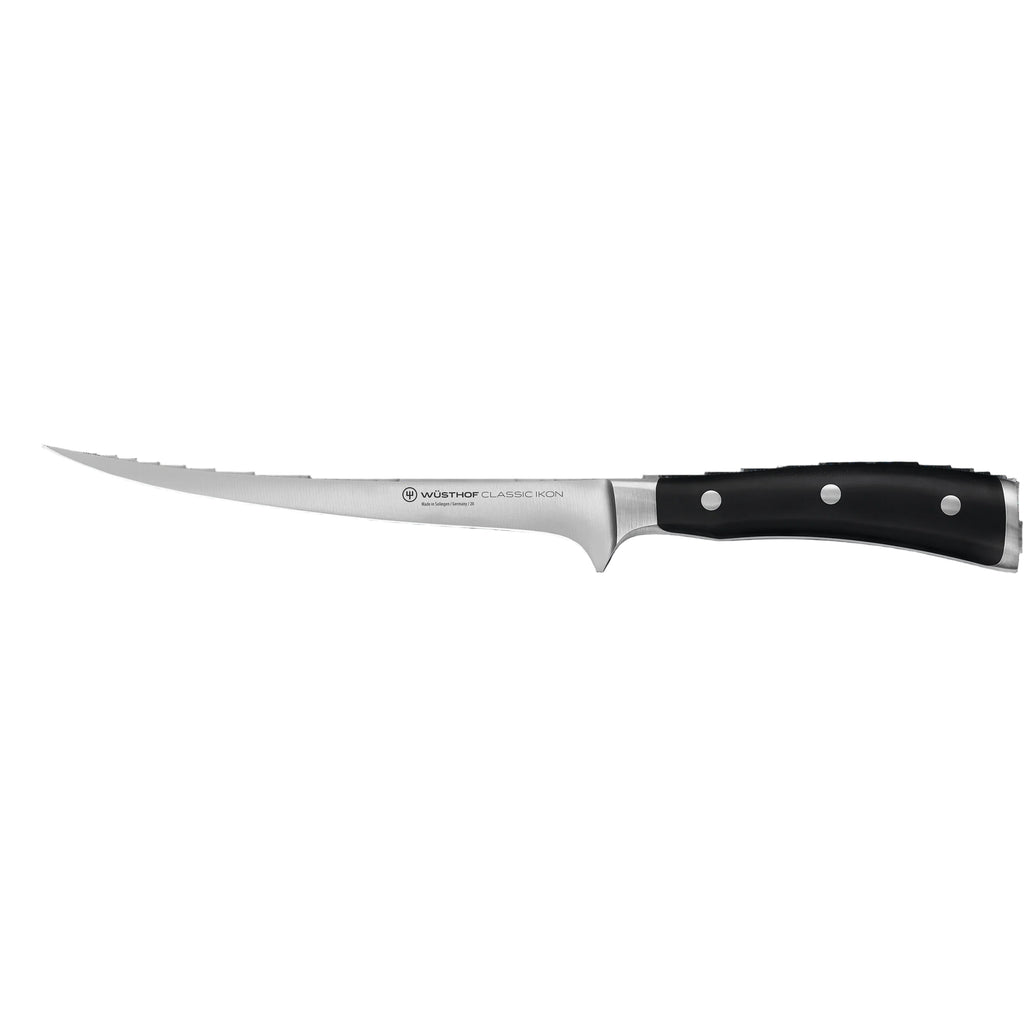  the Wüsthof Classic Ikon Fillet Knife 18 cm is perfect for filleting fish and delicate proteins with ease.