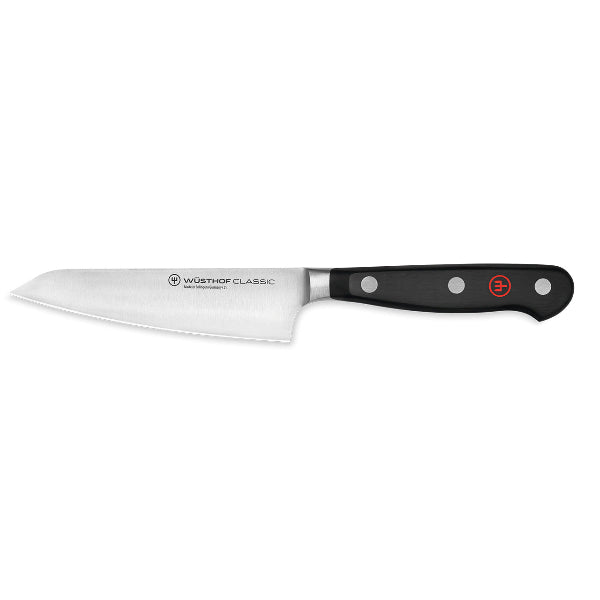 Wusthof Classic Black Try-Me Knife in Display – High-quality, sharp knife perfect for testing precision and comfort.