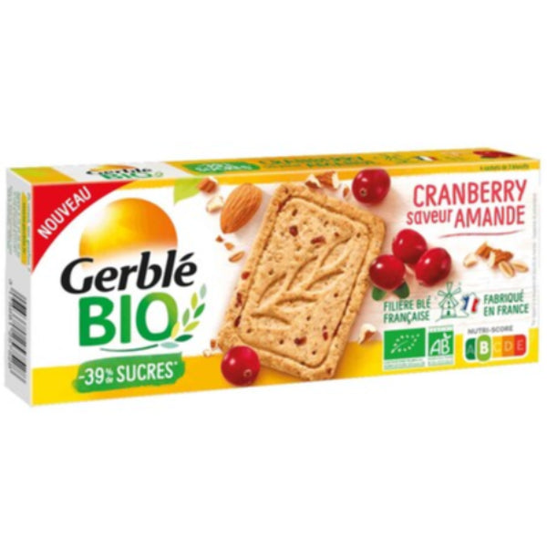 French-made organic biscuits combining lightly sweet cranberries and almond‑flavored shortbread