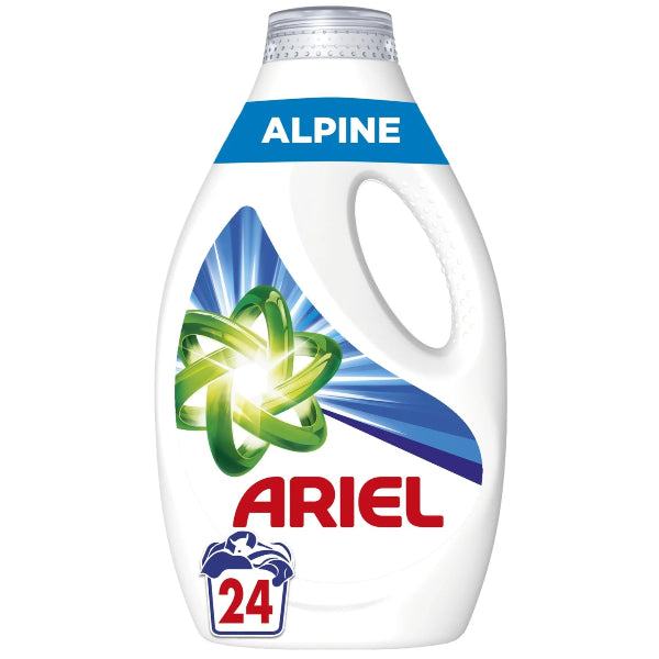Powerful liquid detergent with a fresh Alpine scent, designed to deliver brilliant cleaning and long-lasting freshness