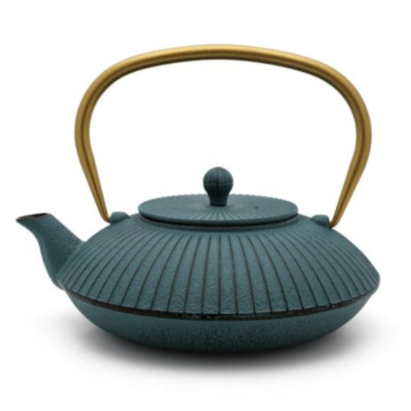 Elegant 1.1 L blue teapot with Asian-inspired design, perfect for stylish tea moments.