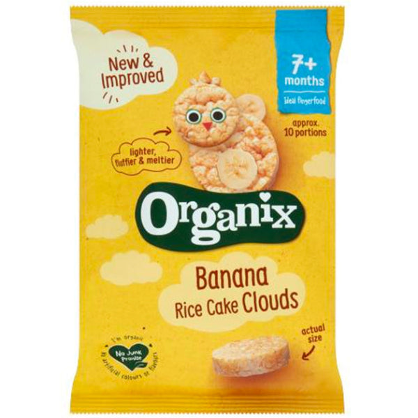 Light, crunchy, and naturally sweet, Organix Banana Rice Cake Clouds make a fun and healthy snack for little ones.
