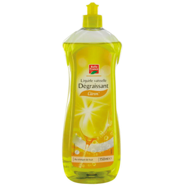 Effective dishwashing liquid with a fresh lemon scent, cutting through grease and leaving dishes sparkling clean