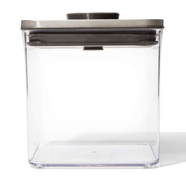 Large square POP container, 2.6 L (2.8 Qt), with airtight seal for easy, organized storage.
