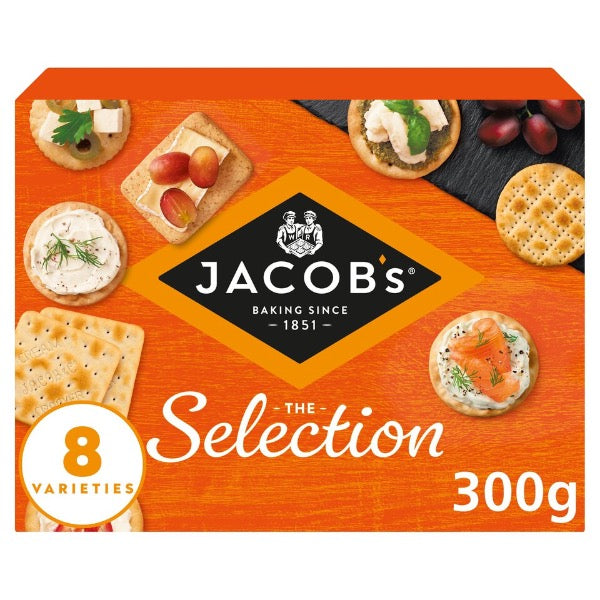 An assorted selection of eight Jacob’s cheese biscuits, perfect for entertaining and cheeseboards.