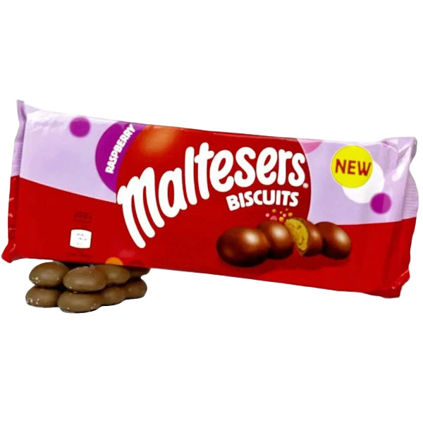 Crispy biscuits topped with smooth chocolate and a hint of raspberry.