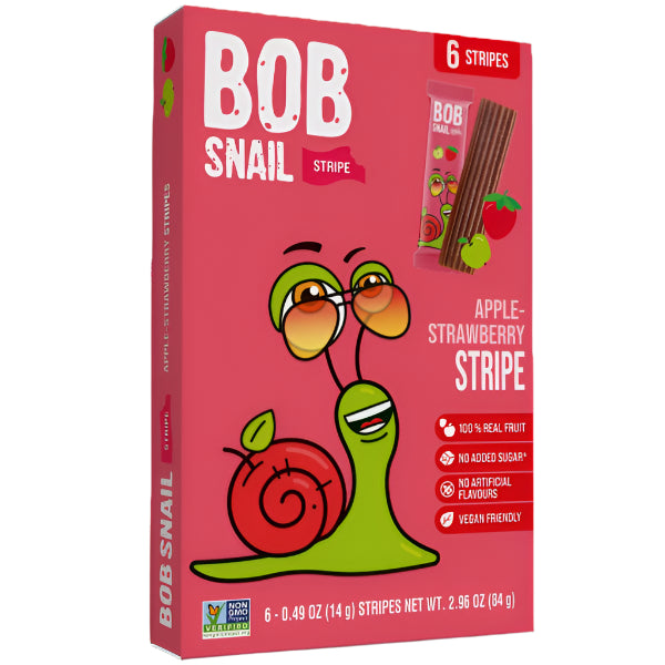 Naturally sweet and delightfully chewy stripes made from real apples and strawberries, with no added sugar