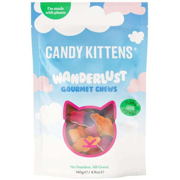 Fruity, gourmet Candy Kittens Wanderlust gummies for sweet, chewy snacking.