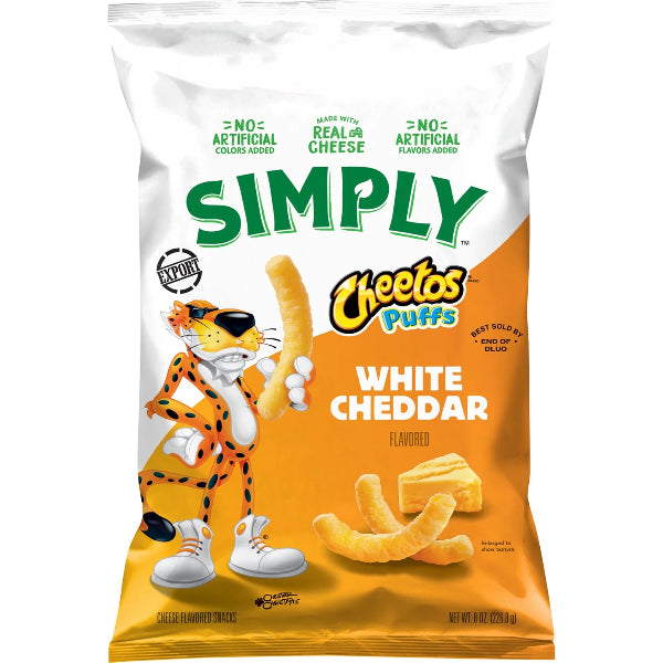 Deliciously light and fluffy puffs coated in rich, creamy white cheddar cheese flavor.