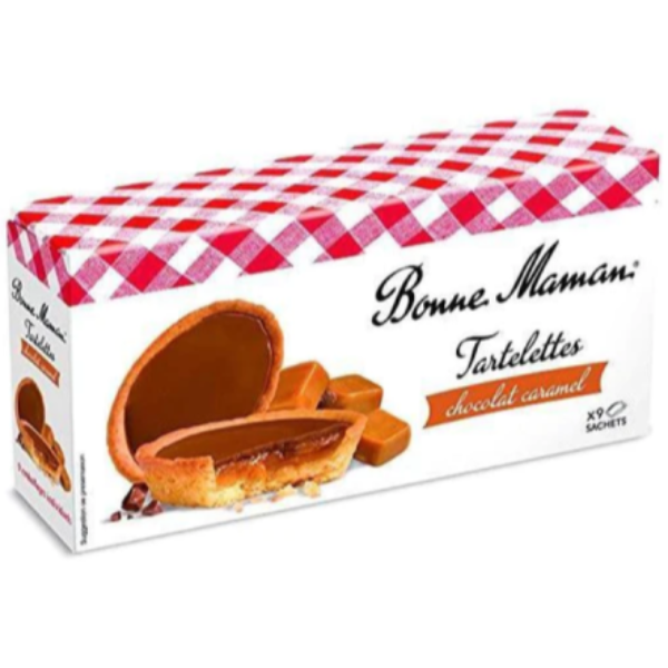 Mini French pastries featuring a crisp, buttery crust filled with soft caramel and topped with velvety milk chocolate