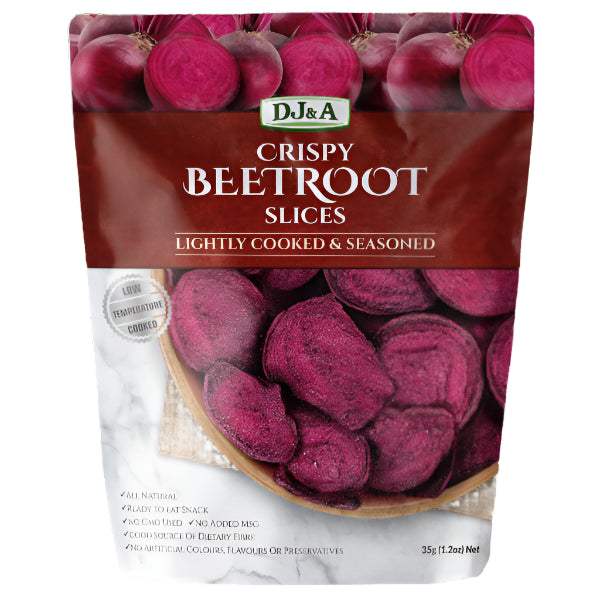 Crunchy, air-dried beetroot snacks with a naturally sweet flavor.