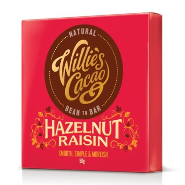 Combines rich dark chocolate with crunchy hazelnuts and plump raisins for a perfectly balanced, indulgent bite