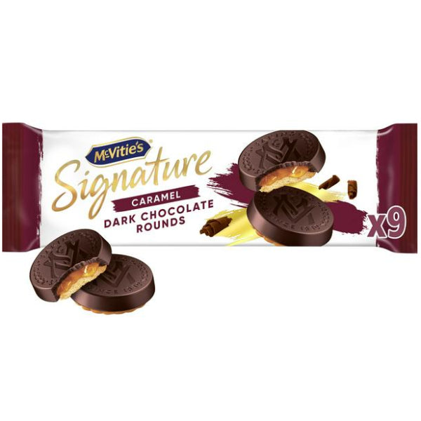 Rich dark chocolate-covered biscuit rounds for an indulgent treat.